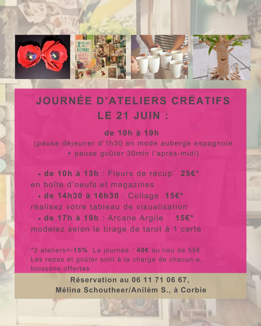 Journee d ateliers creatifs l atelier d anilem melina schoutheer corbie amiens 80 argile collage recup fleurs